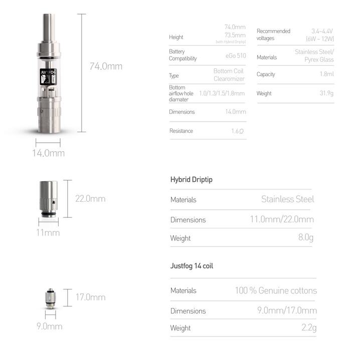 JUSTFOG Q14 Clearomizer 1.8ml - Vape in Bahrain